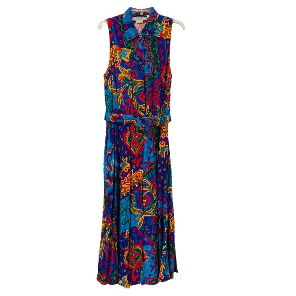 Vintage Carol Anderson Summer Midi Dress Womens Medium Sleeveless Boho Cottage